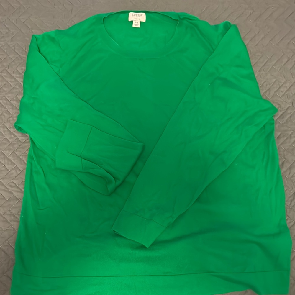 J. Crew Kelly green Teddie cotton Sweater sz 2X